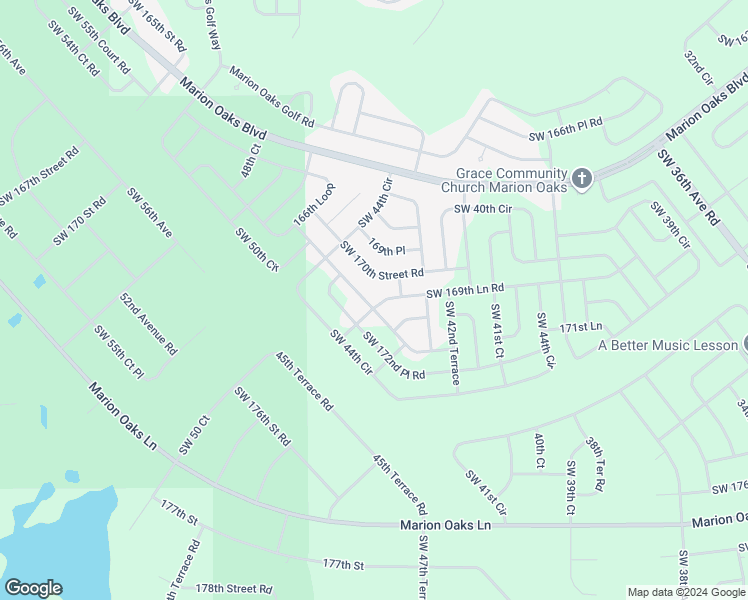 map of restaurants, bars, coffee shops, grocery stores, and more near 4499 Southwest 169th Lane Road in Ocala