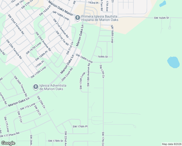 map of restaurants, bars, coffee shops, grocery stores, and more near 16900 Southwest 17th Circle in Ocala