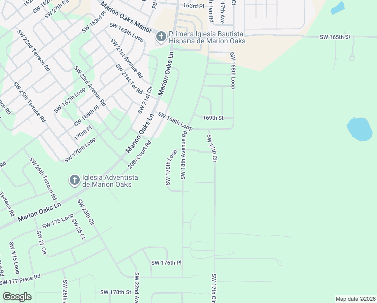 map of restaurants, bars, coffee shops, grocery stores, and more near 16900 Southwest 17th Circle in Ocala