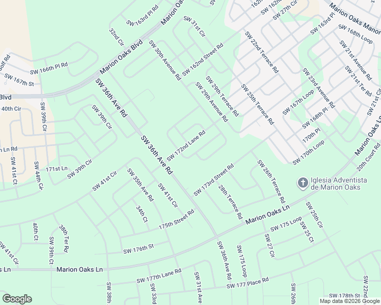 map of restaurants, bars, coffee shops, grocery stores, and more near 3021 Southwest 168th Loop in Ocala