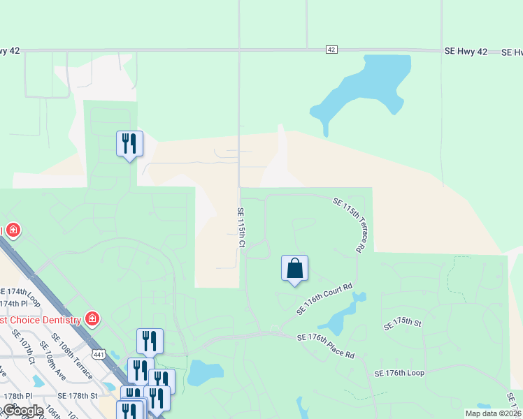 map of restaurants, bars, coffee shops, grocery stores, and more near 11560 Southeast 176th Place Road in Summerfield