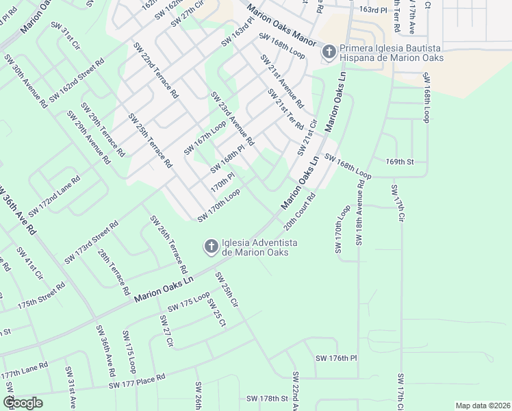 map of restaurants, bars, coffee shops, grocery stores, and more near 17011 Southwest 22nd Terrace Road in Ocala