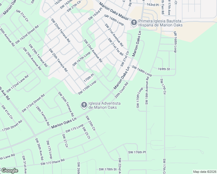 map of restaurants, bars, coffee shops, grocery stores, and more near 17011 Southwest 22nd Terrace Road in Ocala