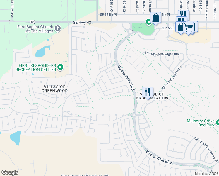 map of restaurants, bars, coffee shops, grocery stores, and more near 17044 Southeast 81st Charlesfort Avenue in The Villages