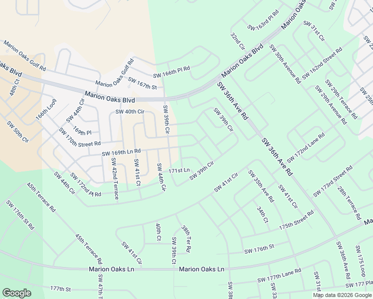 map of restaurants, bars, coffee shops, grocery stores, and more near 3802 Southwest 169th Lane Road in Ocala