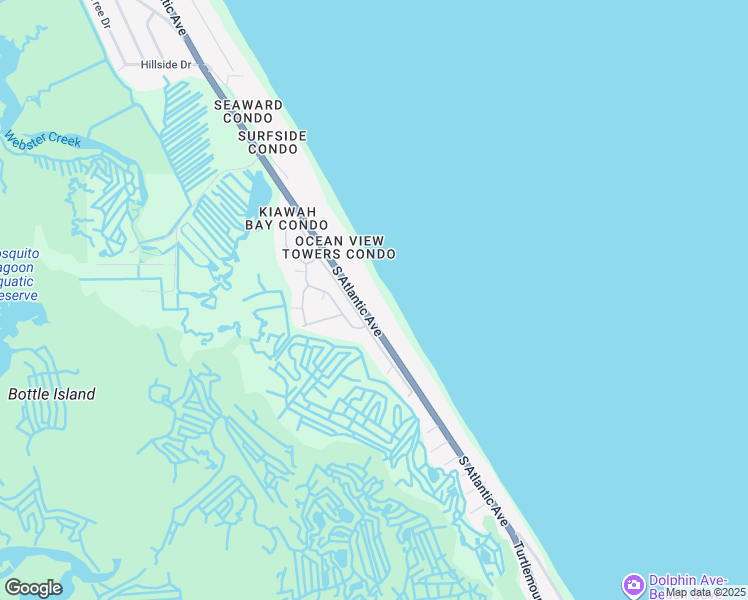 map of restaurants, bars, coffee shops, grocery stores, and more near 5265 South Atlantic Avenue in New Smyrna Beach