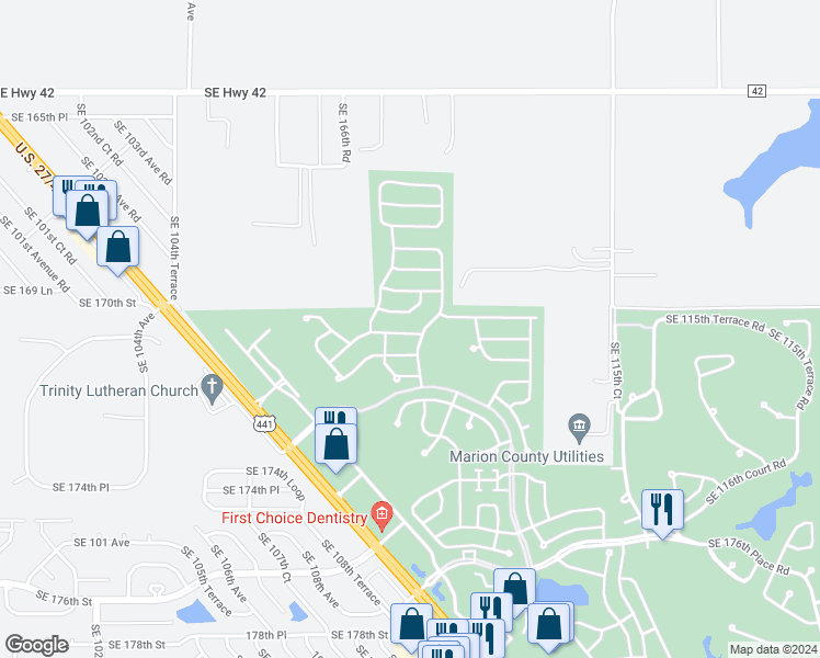 map of restaurants, bars, coffee shops, grocery stores, and more near 11019 South East 170TH Lane Road in Summerfield