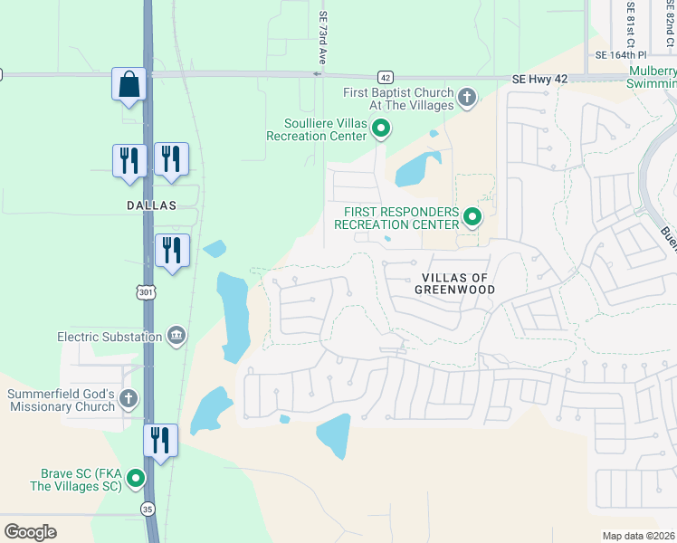map of restaurants, bars, coffee shops, grocery stores, and more near 7128 Southeast 172nd Hazelwood Loop in The Villages
