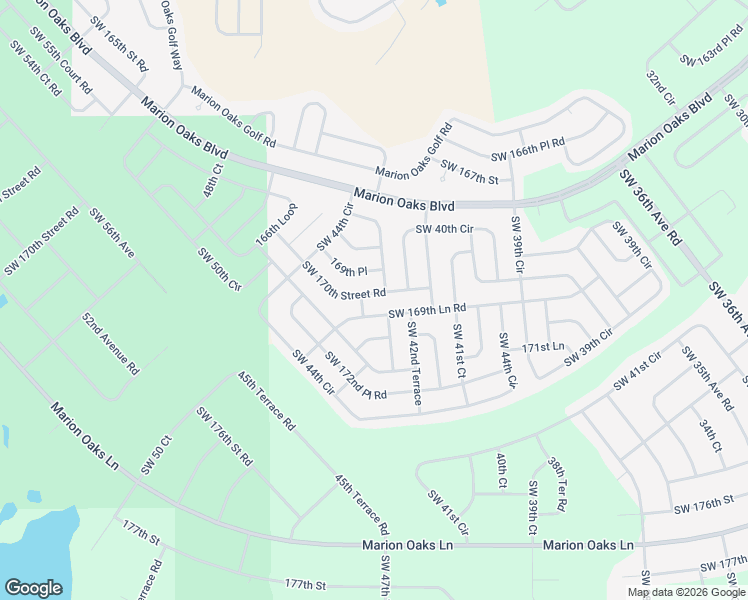 map of restaurants, bars, coffee shops, grocery stores, and more near 4452 Southwest 170th Street Road in Ocala