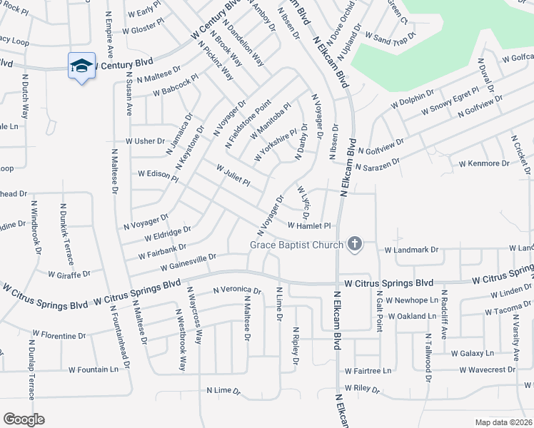 map of restaurants, bars, coffee shops, grocery stores, and more near 2928 West Hamlet Place in Citrus Springs