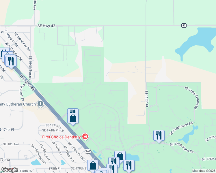 map of restaurants, bars, coffee shops, grocery stores, and more near 11204 Southeast 170th Place in Summerfield