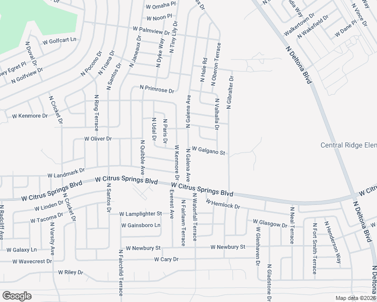 map of restaurants, bars, coffee shops, grocery stores, and more near 7589 North Galena Avenue in Citrus Springs