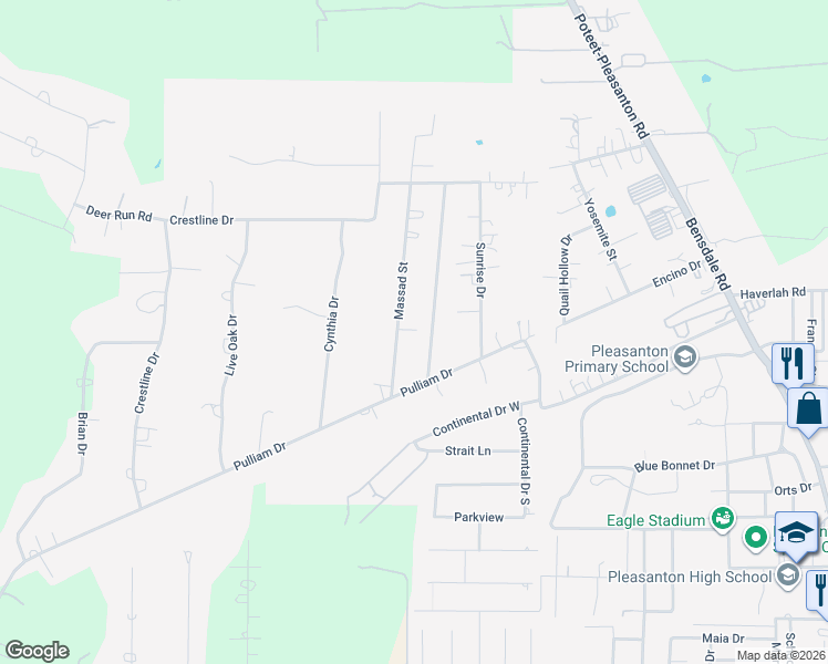 map of restaurants, bars, coffee shops, grocery stores, and more near 114 Massad Street in Pleasanton