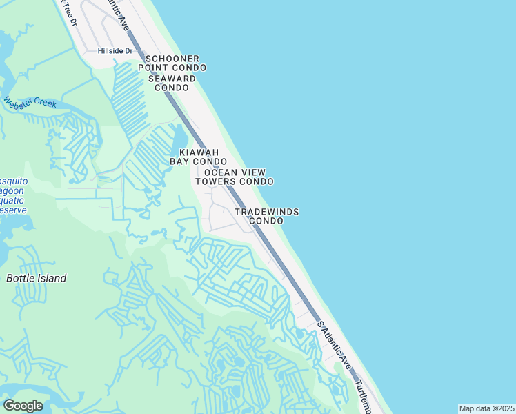 map of restaurants, bars, coffee shops, grocery stores, and more near 5255 South Atlantic Avenue in New Smyrna Beach