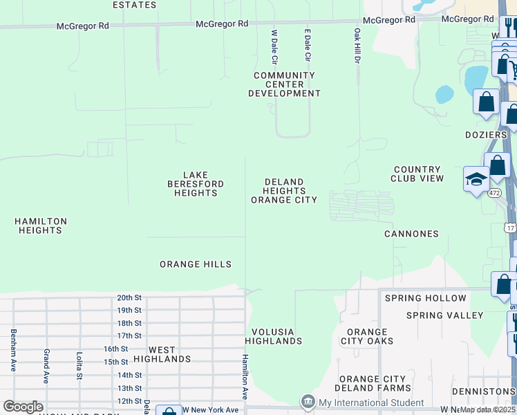 map of restaurants, bars, coffee shops, grocery stores, and more near 2088 Hamilton Avenue in Orange City