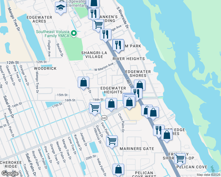 map of restaurants, bars, coffee shops, grocery stores, and more near 1700 Bradford Road in Edgewater
