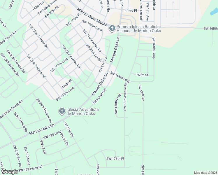 map of restaurants, bars, coffee shops, grocery stores, and more near 17005 Southwest 20th Court Road in Ocala