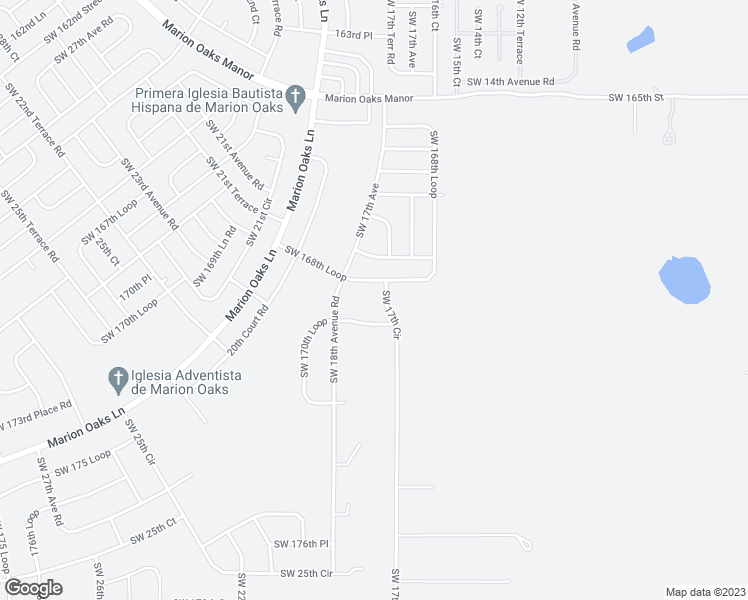 map of restaurants, bars, coffee shops, grocery stores, and more near 16900 Southwest 17th Circle in Ocala