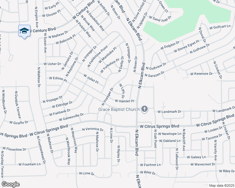 map of restaurants, bars, coffee shops, grocery stores, and more near 2830 West Leeward Place in Citrus Springs