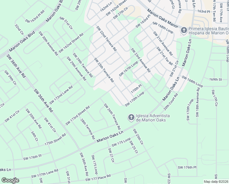 map of restaurants, bars, coffee shops, grocery stores, and more near 2486 Southwest 170th Loop in Ocala