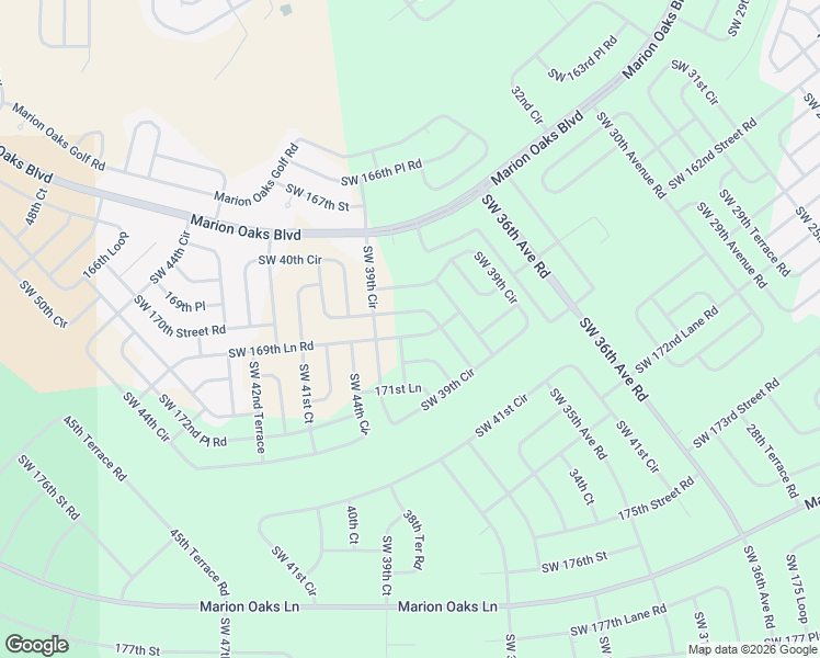 map of restaurants, bars, coffee shops, grocery stores, and more near 3802 Southwest 169th Lane Road in Ocala