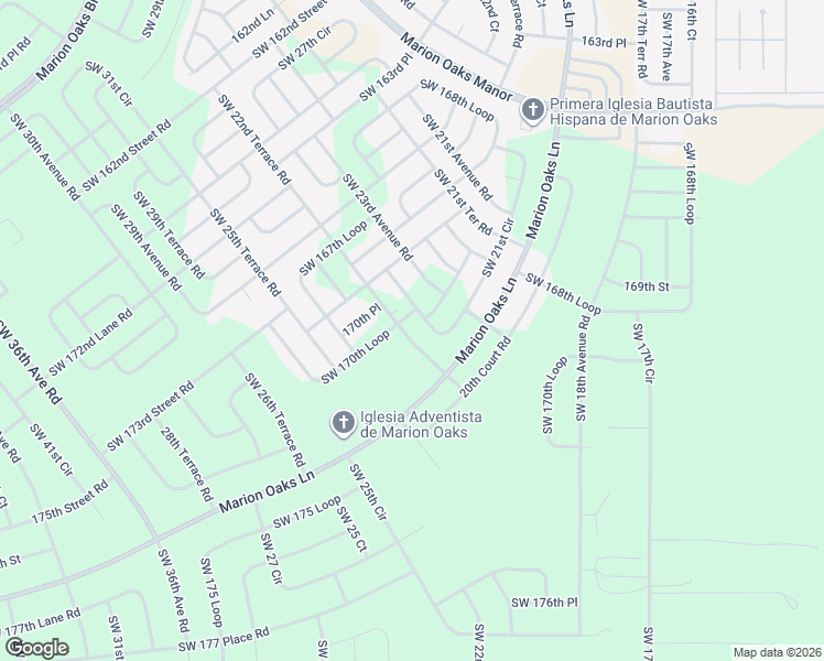 map of restaurants, bars, coffee shops, grocery stores, and more near 17011 Southwest 22nd Terrace Road in Ocala