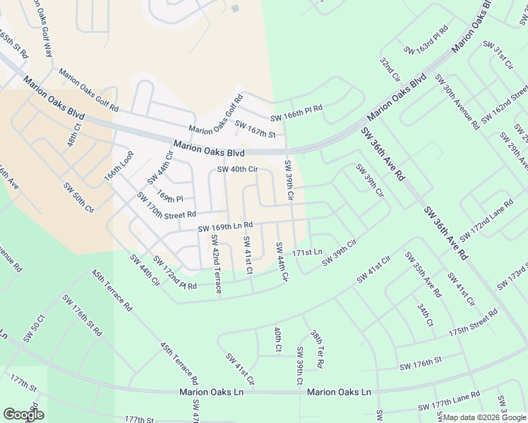 map of restaurants, bars, coffee shops, grocery stores, and more near 16840 Southwest 41st Avenue Road in Ocala