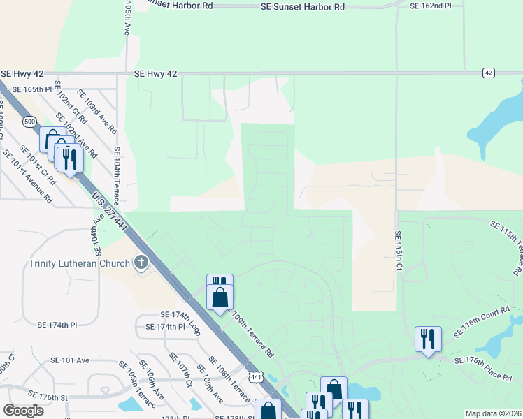 map of restaurants, bars, coffee shops, grocery stores, and more near 11019 South East 170TH Lane Road in Summerfield