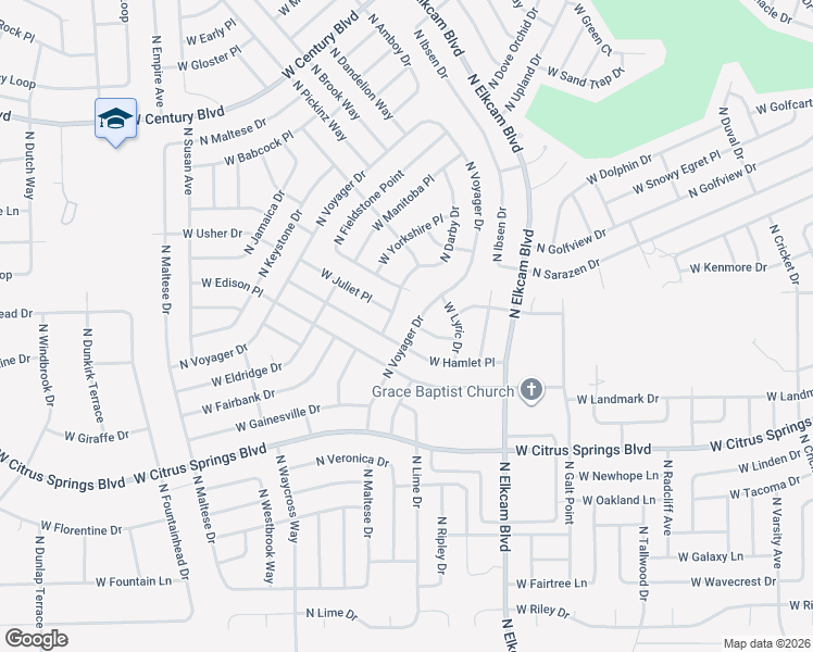map of restaurants, bars, coffee shops, grocery stores, and more near 2928 West Hamlet Place in Citrus Springs