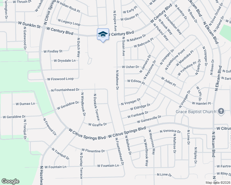 map of restaurants, bars, coffee shops, grocery stores, and more near 7609 North Maltese Drive in Citrus Springs