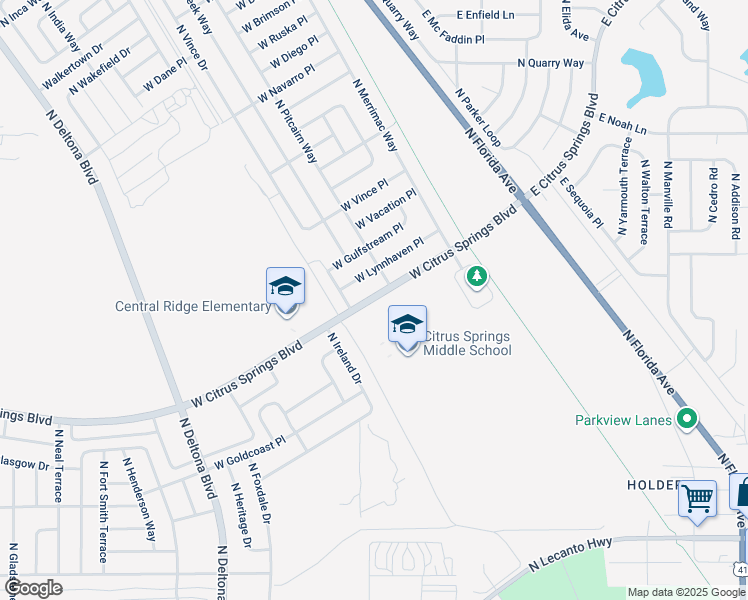 map of restaurants, bars, coffee shops, grocery stores, and more near 185 West Citrus Springs Boulevard in Citrus Springs