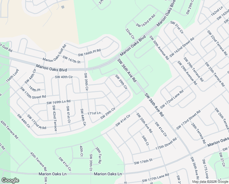 map of restaurants, bars, coffee shops, grocery stores, and more near 16900 Southwest 37th Court in Ocala