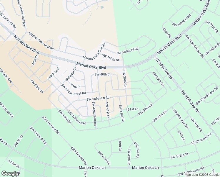 map of restaurants, bars, coffee shops, grocery stores, and more near 16840 Southwest 41st Avenue Road in Ocala
