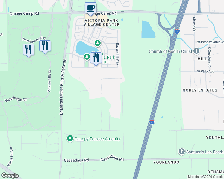 map of restaurants, bars, coffee shops, grocery stores, and more near 2810 Rochelle Lane in DeLand