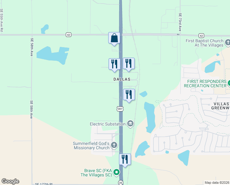 map of restaurants, bars, coffee shops, grocery stores, and more near 16980 U.S. 301 in Summerfield