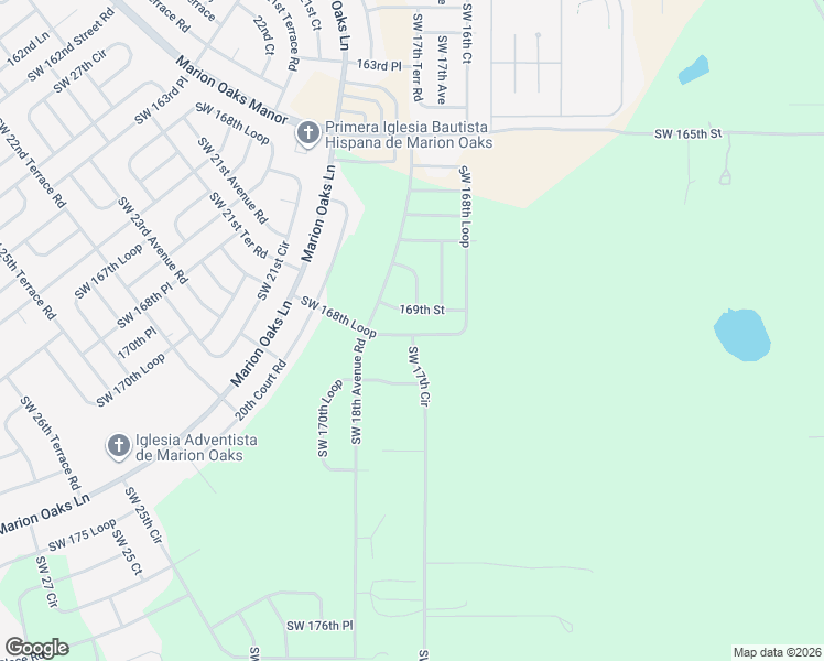 map of restaurants, bars, coffee shops, grocery stores, and more near 1752 Southwest 168th Loop in Ocala