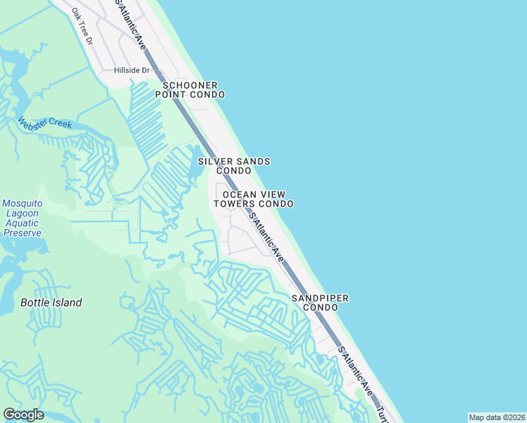 map of restaurants, bars, coffee shops, grocery stores, and more near 5207 South Atlantic Avenue in New Smyrna Beach