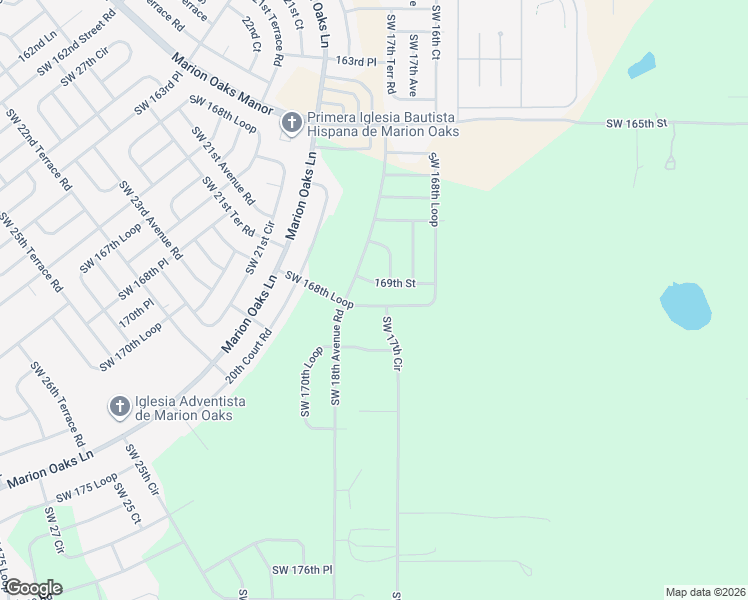 map of restaurants, bars, coffee shops, grocery stores, and more near 16890 Southwest 18th Avenue Road in Ocala