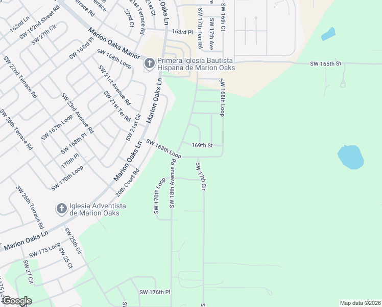 map of restaurants, bars, coffee shops, grocery stores, and more near 16890 Southwest 18th Avenue Road in Ocala