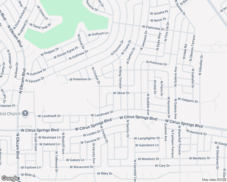 map of restaurants, bars, coffee shops, grocery stores, and more near 1836 West Quaker Lane in Citrus Springs