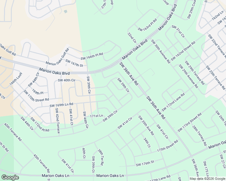 map of restaurants, bars, coffee shops, grocery stores, and more near 16900 Southwest 37th Court in Ocala