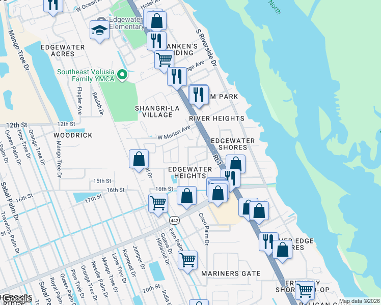 map of restaurants, bars, coffee shops, grocery stores, and more near 1603 Bradford Rd in Edgewater