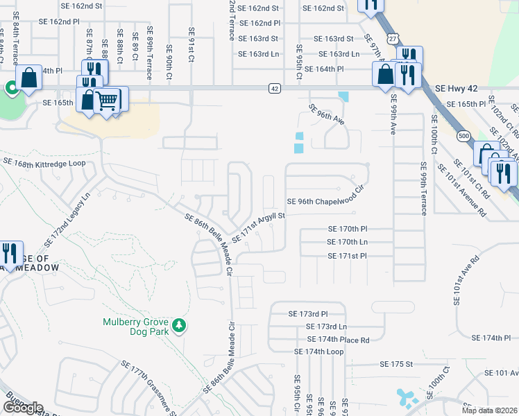 map of restaurants, bars, coffee shops, grocery stores, and more near 16974 Southeast 94th Sunnybrook Circle in The Villages