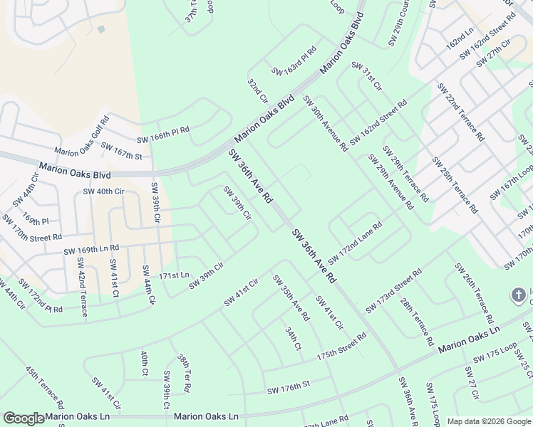 map of restaurants, bars, coffee shops, grocery stores, and more near 16850 Southwest 38th Court Road in Ocala