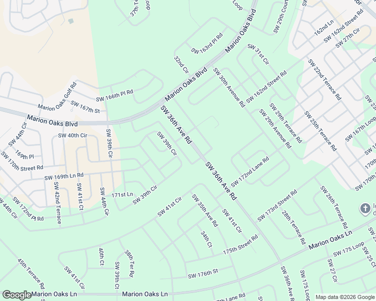 map of restaurants, bars, coffee shops, grocery stores, and more near 16850 Southwest 38th Court Road in Ocala