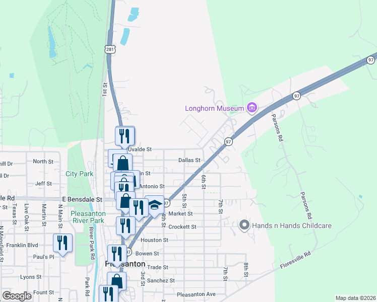 map of restaurants, bars, coffee shops, grocery stores, and more near 1718 5th Street in Pleasanton