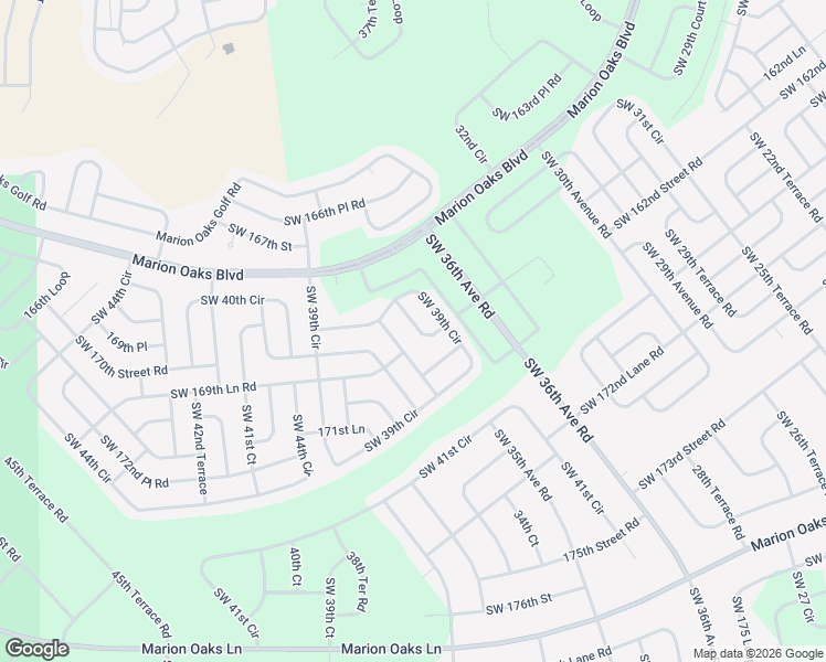map of restaurants, bars, coffee shops, grocery stores, and more near 16900 Southwest 37th Court in Ocala