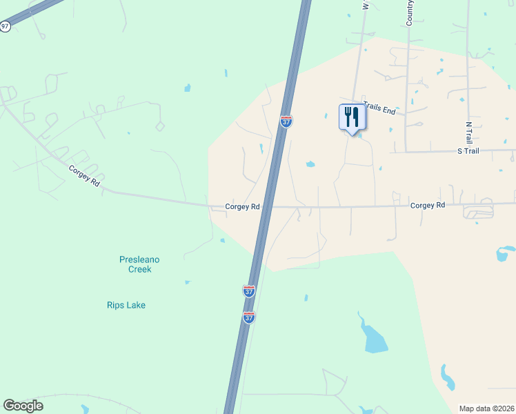 map of restaurants, bars, coffee shops, grocery stores, and more near Interstate 37 in Pleasanton