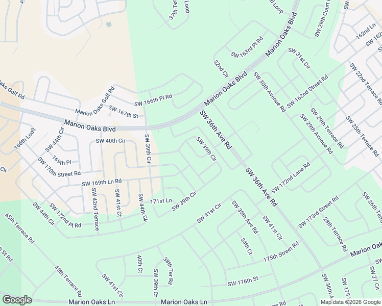 map of restaurants, bars, coffee shops, grocery stores, and more near 16900 Southwest 37th Court in Ocala