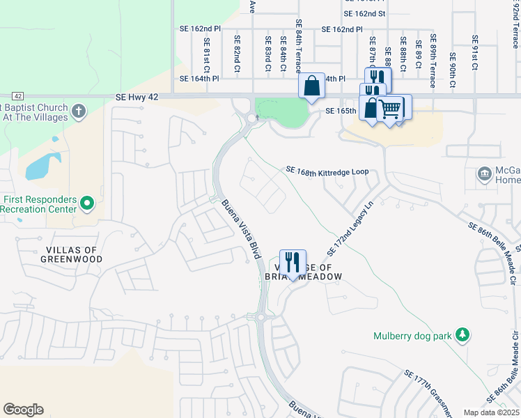 map of restaurants, bars, coffee shops, grocery stores, and more near 16919 Southeast 84th Colerain Circle in The Villages